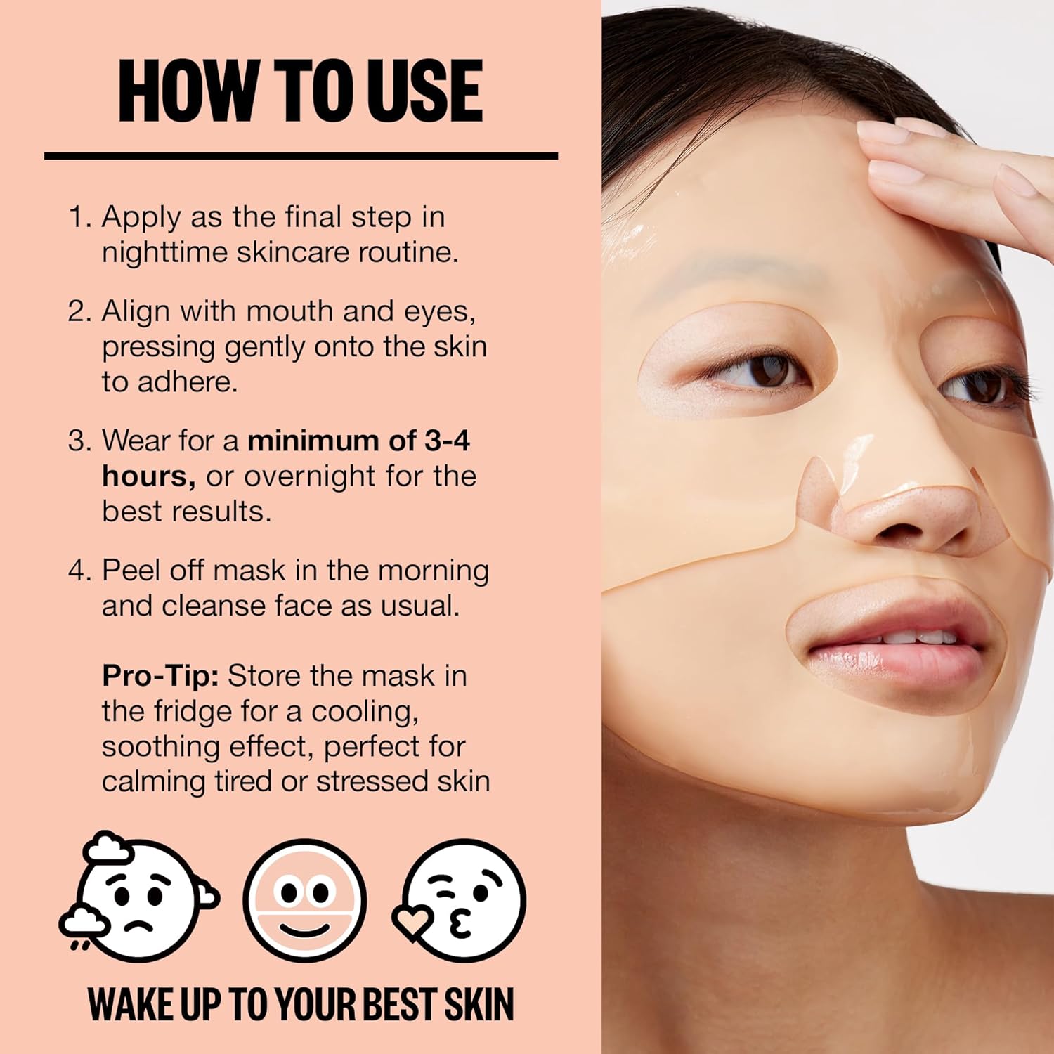 PEACE OUT Overnight Bio-Collagen Recovery Face Mask, Hydrating Overnight Sheet Mask with Vegan Collagen and Hyaluronic Acid, Helps Calm and Restore Skin, 1 Count